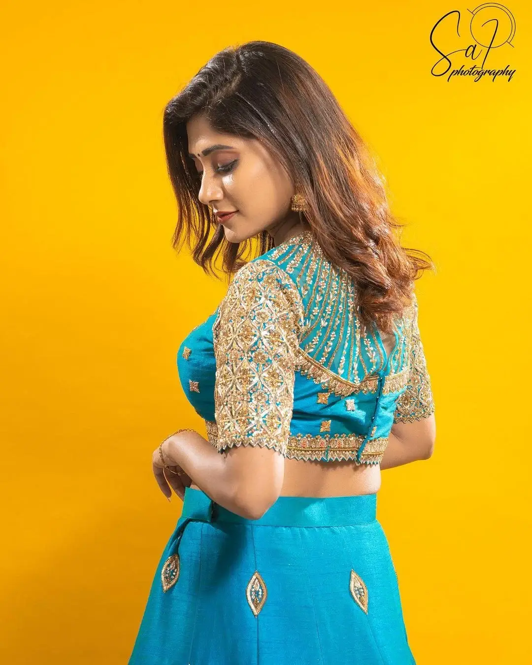 Indian TV Actress Vasanthi Krishnan in Blue Lehenga Choli